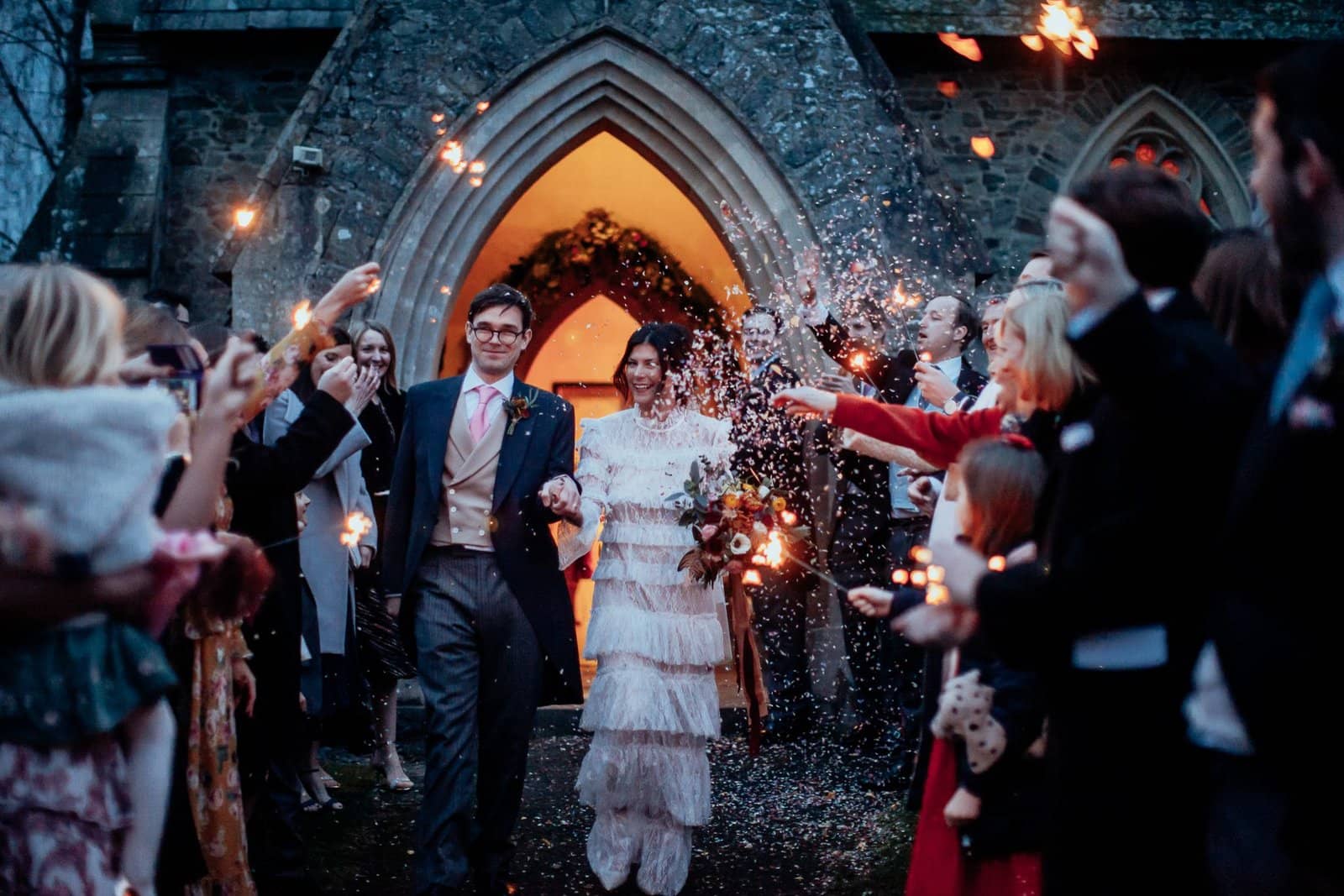 sparklers and confetti exit